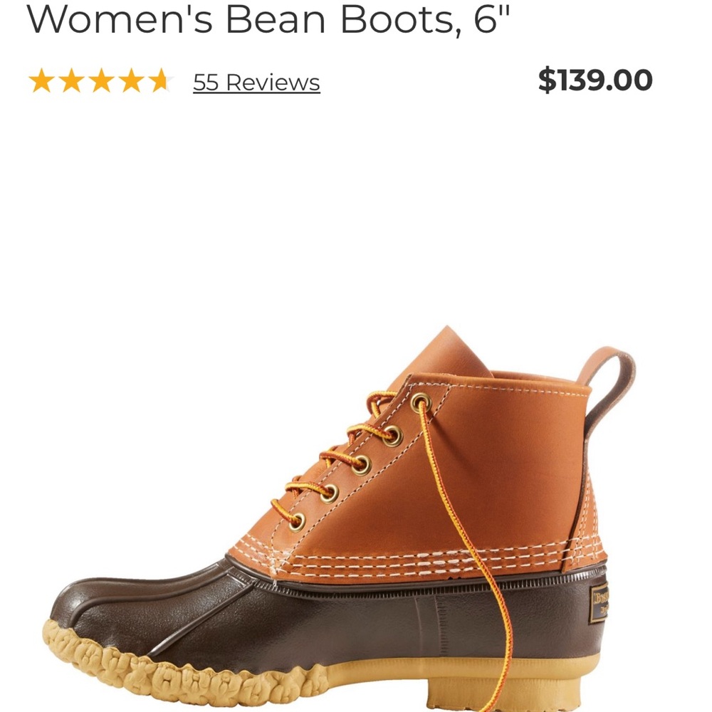 L.L.Bean 6” Bean Boots size 8.5